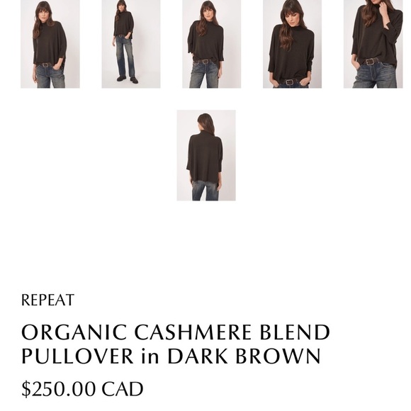 [XS]Repeat Oats Tan Funnel Neck Wool Cashmere Relaxed Fit SS Sweater - Picture 9 of 9